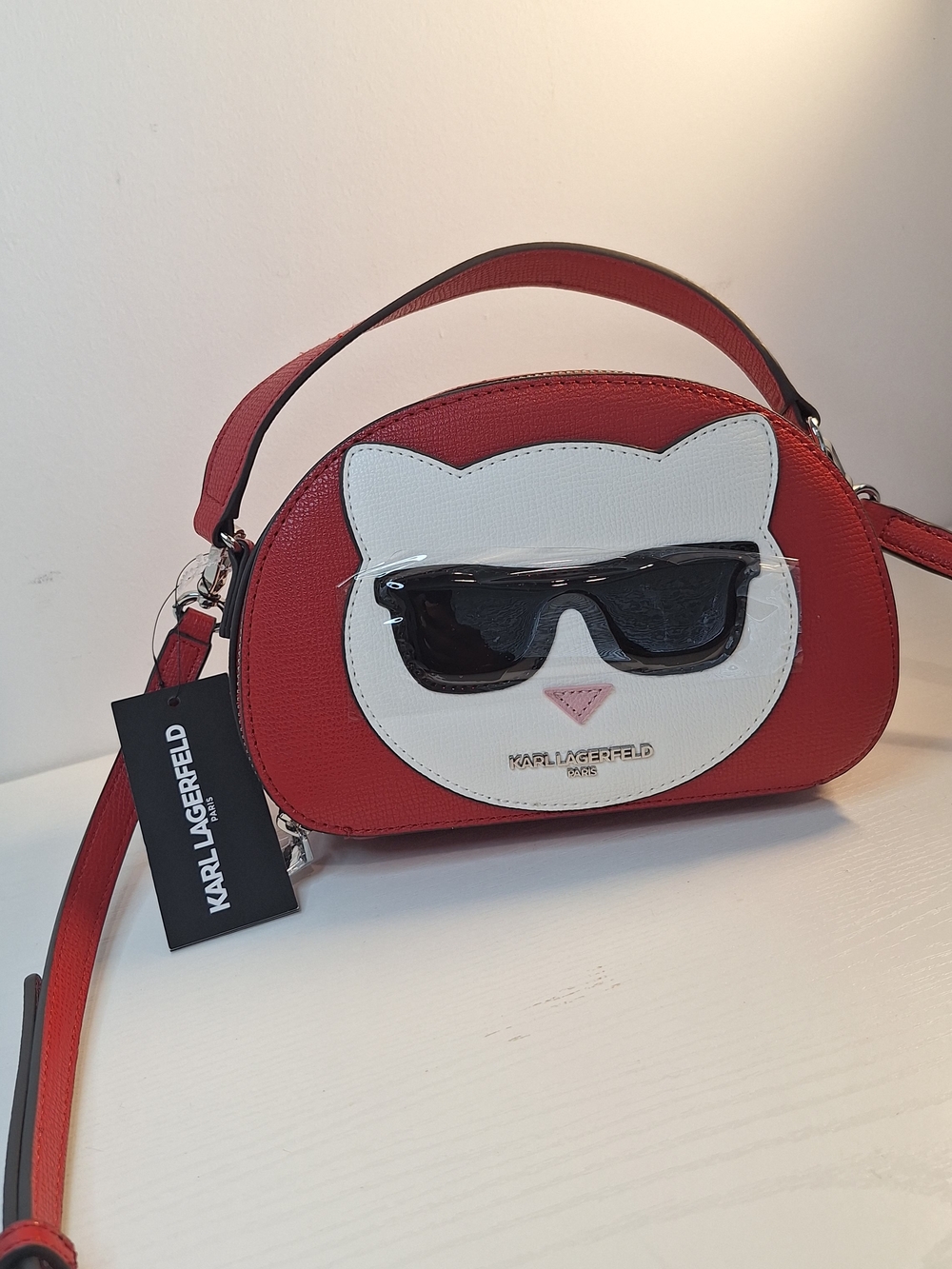 Karl Lagerfeld Red Cat Face Crossbody Bag
